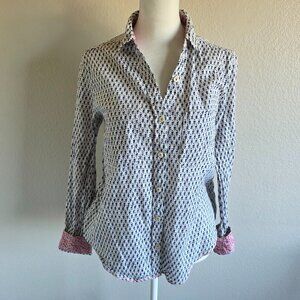 Holding Horses Anthropologie Blue White Tiny Floral Button Down Top Shirt Size 6